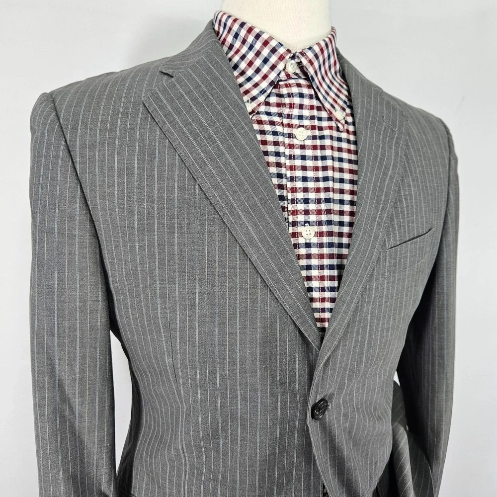 Banana Republic Men's Sport Coat Blazer Two Button Gray Striped Cotton Size 40S